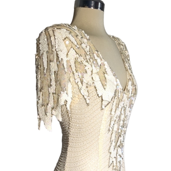 Designer Sequin Rhinestone Beaded Sequins Custom Dress Size S /M - Picture 11 of 14